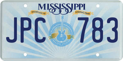 MS license plate JPC783