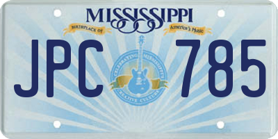 MS license plate JPC785