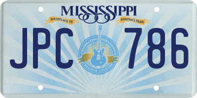 MS license plate JPC786