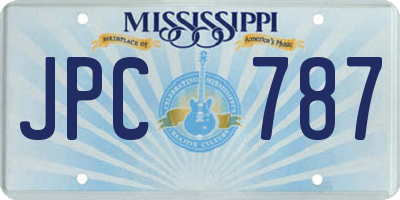 MS license plate JPC787
