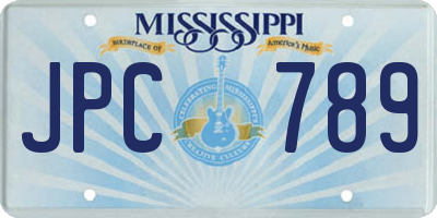 MS license plate JPC789