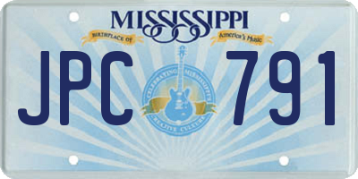 MS license plate JPC791