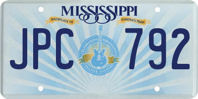 MS license plate JPC792