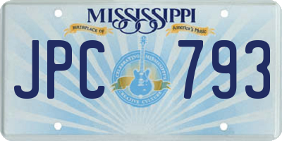 MS license plate JPC793