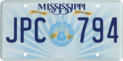 MS license plate JPC794