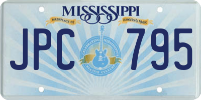 MS license plate JPC795
