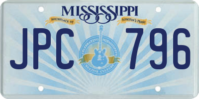 MS license plate JPC796