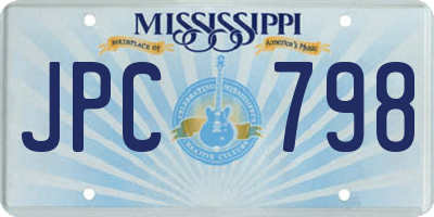 MS license plate JPC798