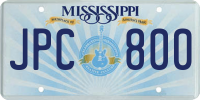 MS license plate JPC800