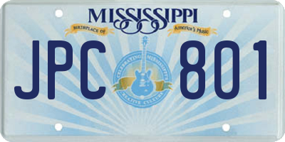 MS license plate JPC801