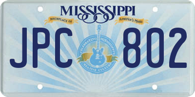 MS license plate JPC802