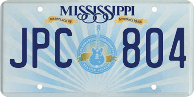 MS license plate JPC804