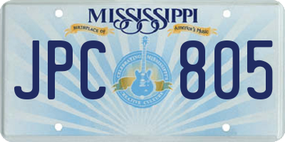 MS license plate JPC805
