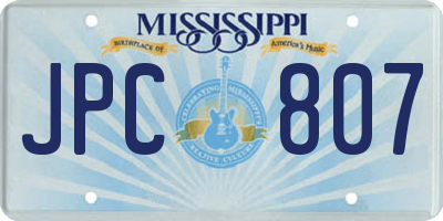MS license plate JPC807
