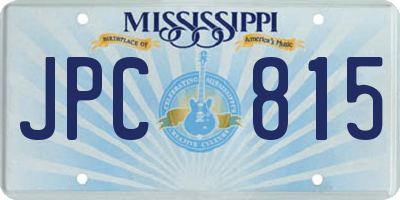 MS license plate JPC815