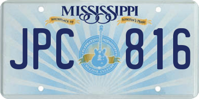 MS license plate JPC816