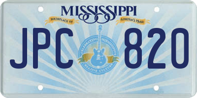MS license plate JPC820
