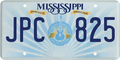 MS license plate JPC825