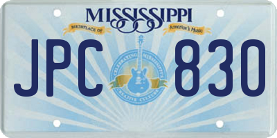 MS license plate JPC830
