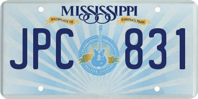 MS license plate JPC831