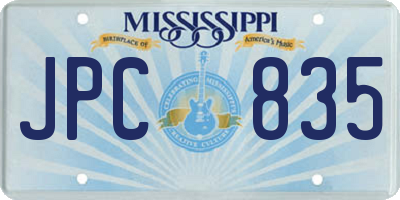 MS license plate JPC835