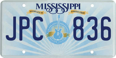 MS license plate JPC836