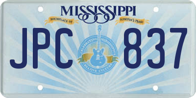 MS license plate JPC837