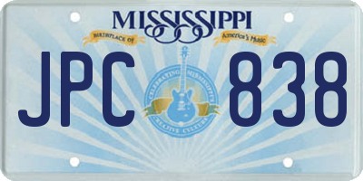 MS license plate JPC838