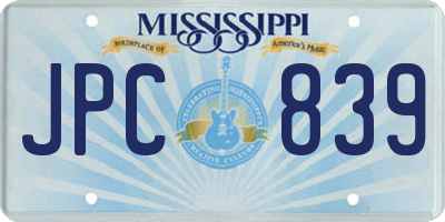 MS license plate JPC839