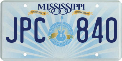 MS license plate JPC840