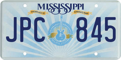 MS license plate JPC845