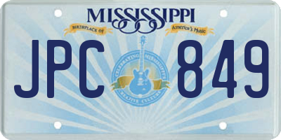 MS license plate JPC849