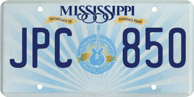 MS license plate JPC850