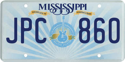 MS license plate JPC860