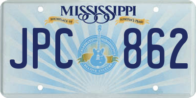 MS license plate JPC862