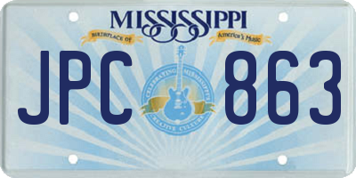 MS license plate JPC863