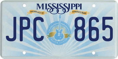 MS license plate JPC865