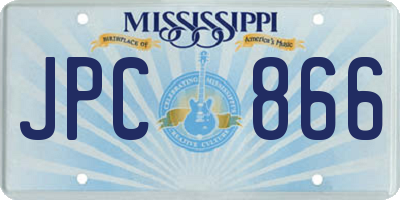 MS license plate JPC866