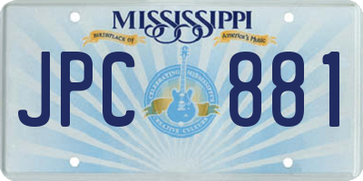 MS license plate JPC881