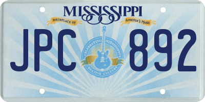 MS license plate JPC892