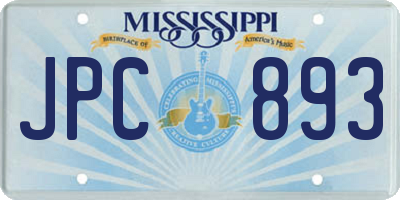 MS license plate JPC893