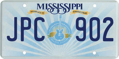 MS license plate JPC902