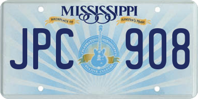 MS license plate JPC908
