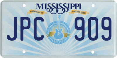 MS license plate JPC909