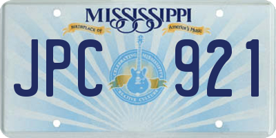 MS license plate JPC921