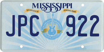 MS license plate JPC922