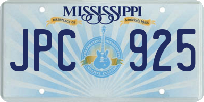MS license plate JPC925