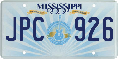 MS license plate JPC926