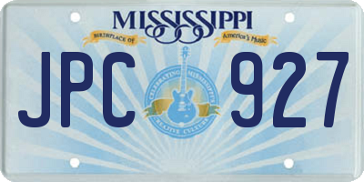 MS license plate JPC927