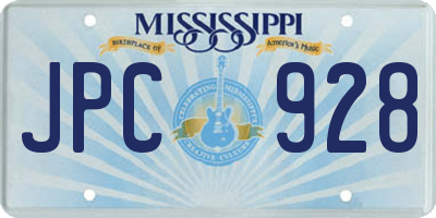 MS license plate JPC928